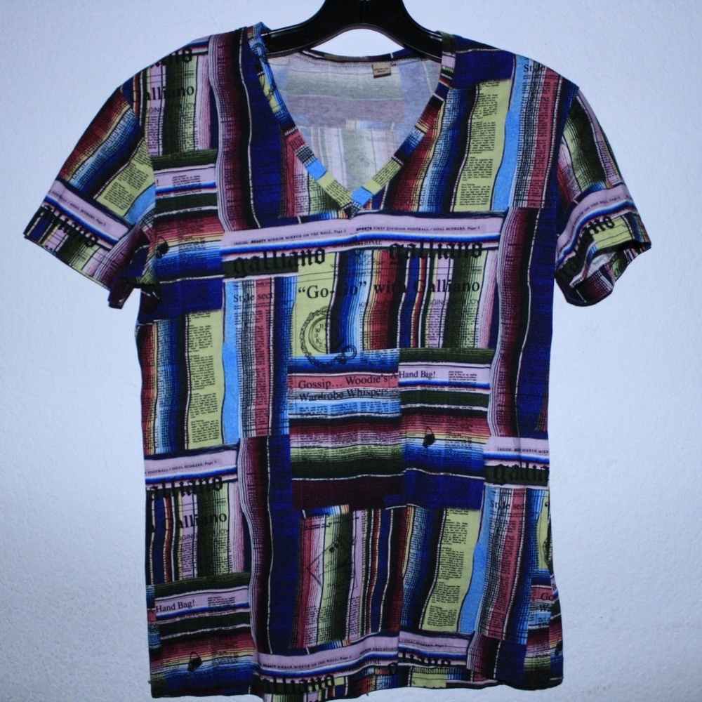 RARE John Galliano Colorful Newspaper Shirt